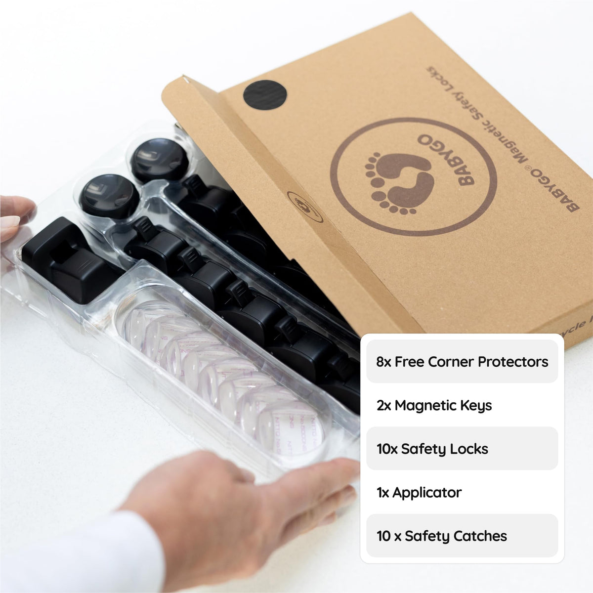 BABYGO® Magnetic Kitchen Cupboard Locks, Child Safety, 10 Locks, 2 Keys