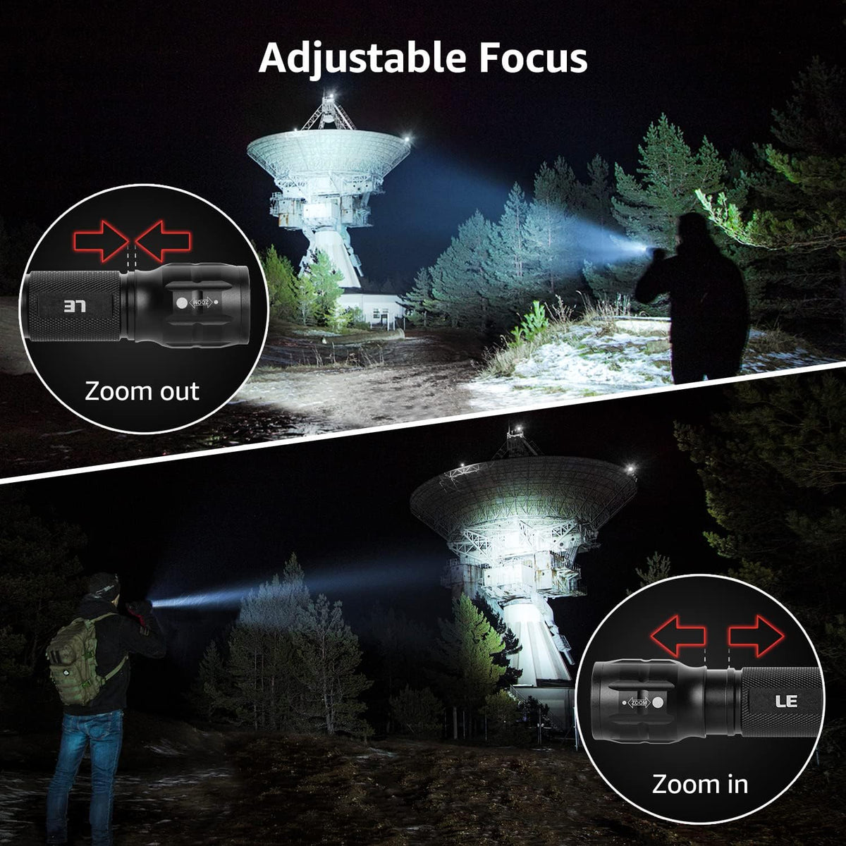 Lepro LE LED Torch Battery Powered, Camping Flashlight, Adjustable Focus