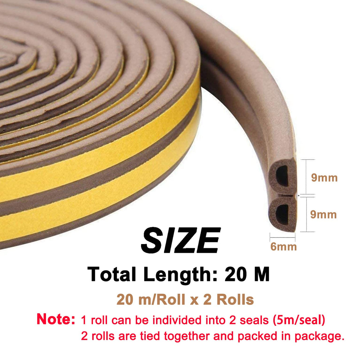 Draught Draft Excluder Tape for Door Windows, 6M Foam Sealing Strip