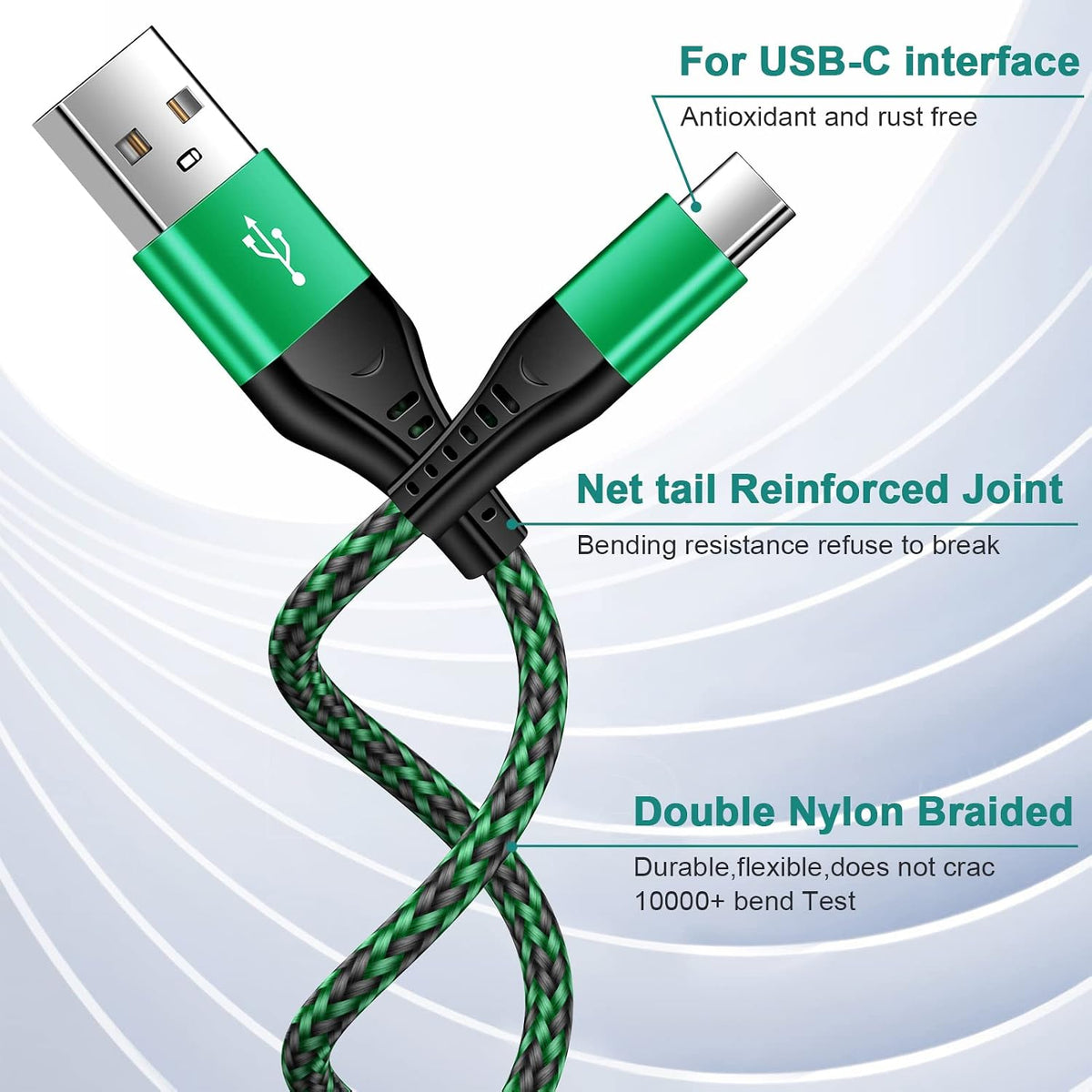 USB C Cable, 6FT/4Pack USB A to USB C Charge Lead Fast Charge Cord