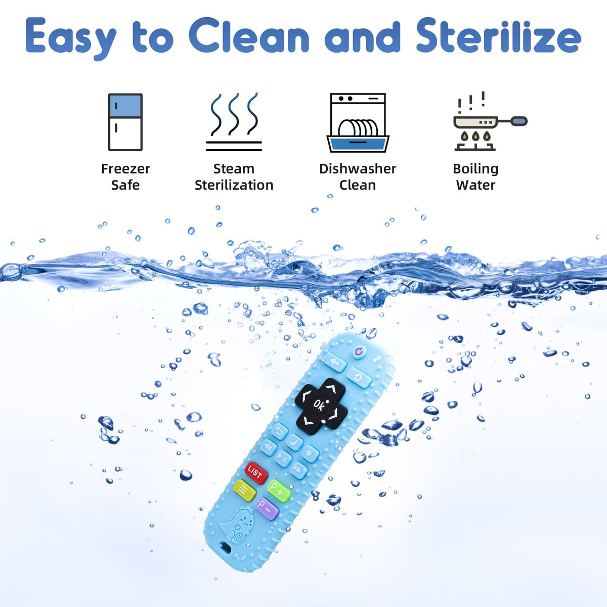 AiTuiTui Baby Teether for Teething Relief Baby Toys 0 3 6 9 12 Months, Sensory Silicone Remote Control Baby Teether Toy for Babies Newborn Infant Boy Girl Autism Toys for Baby Gifts
