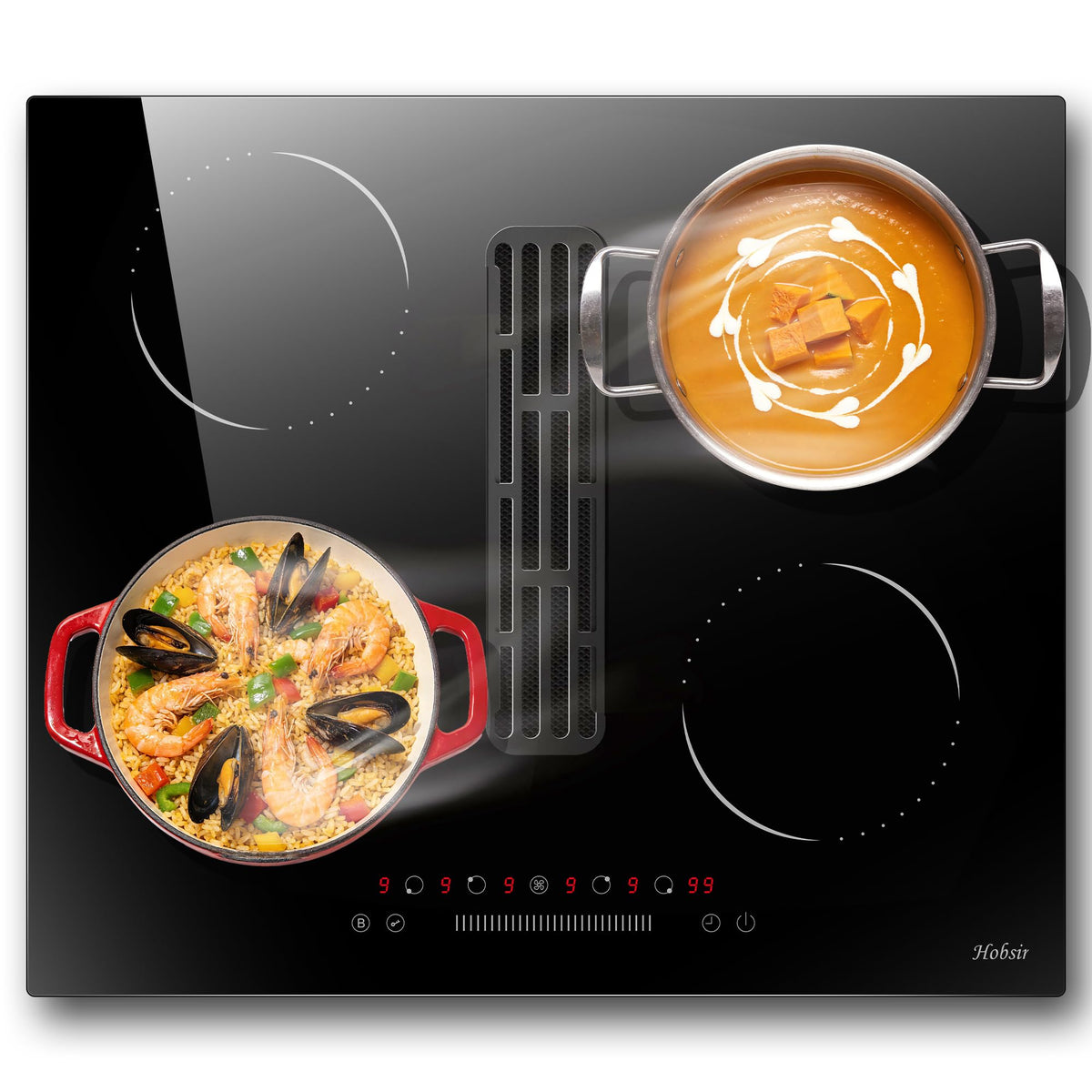 Hobsir Induction Hob with Flex Zone, Built-in Electric Hob 4 Burners 60 cm
