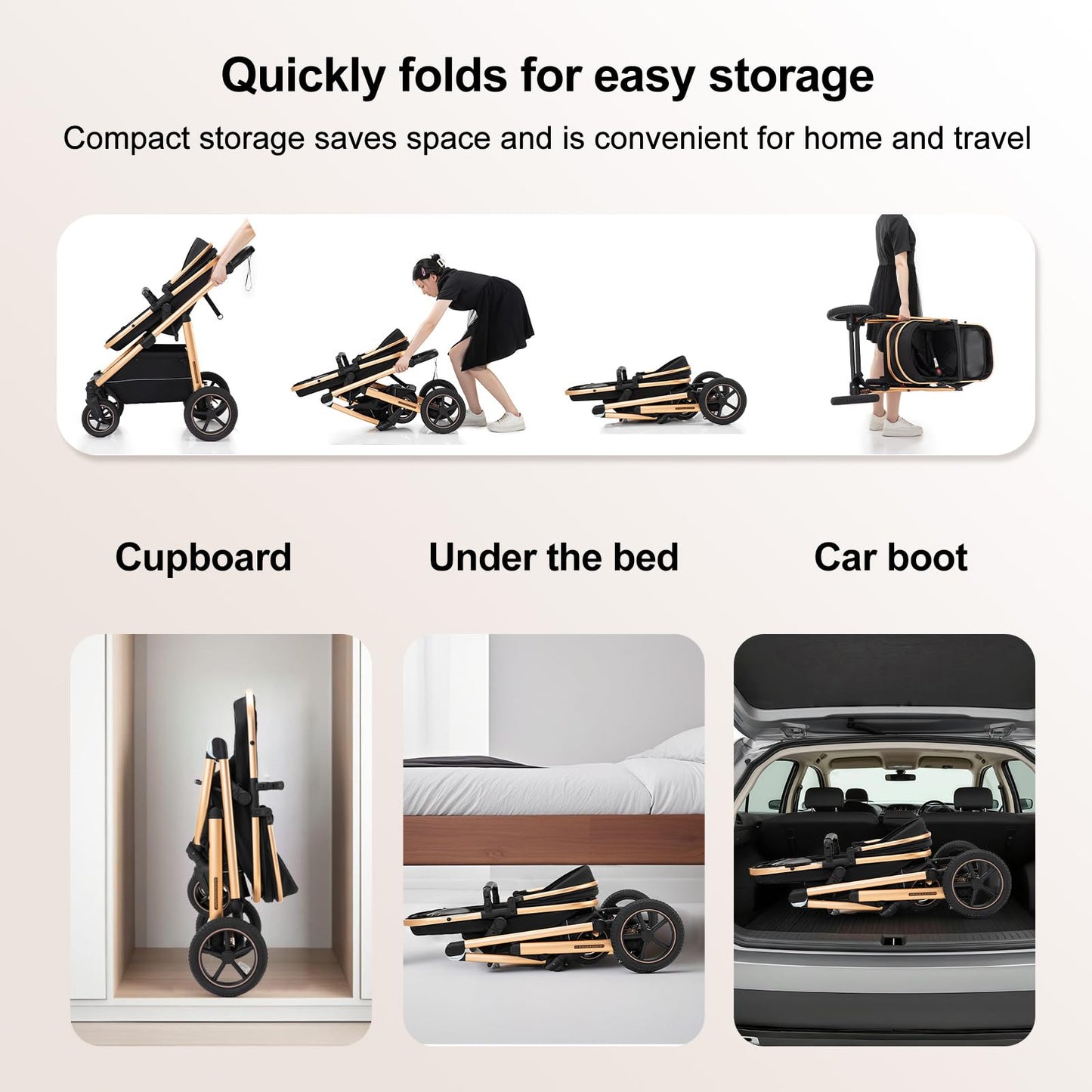 Zkipm Baby Buggy, Baby Pram, Pushchair with Seat, 3 in 1 Travel System, Foldable and Reclining Stroller, Prams with Backpack, Rain Cover, Mosquito Net, Aluminium Frame, 0-4 Years, Up to 22 kg Green