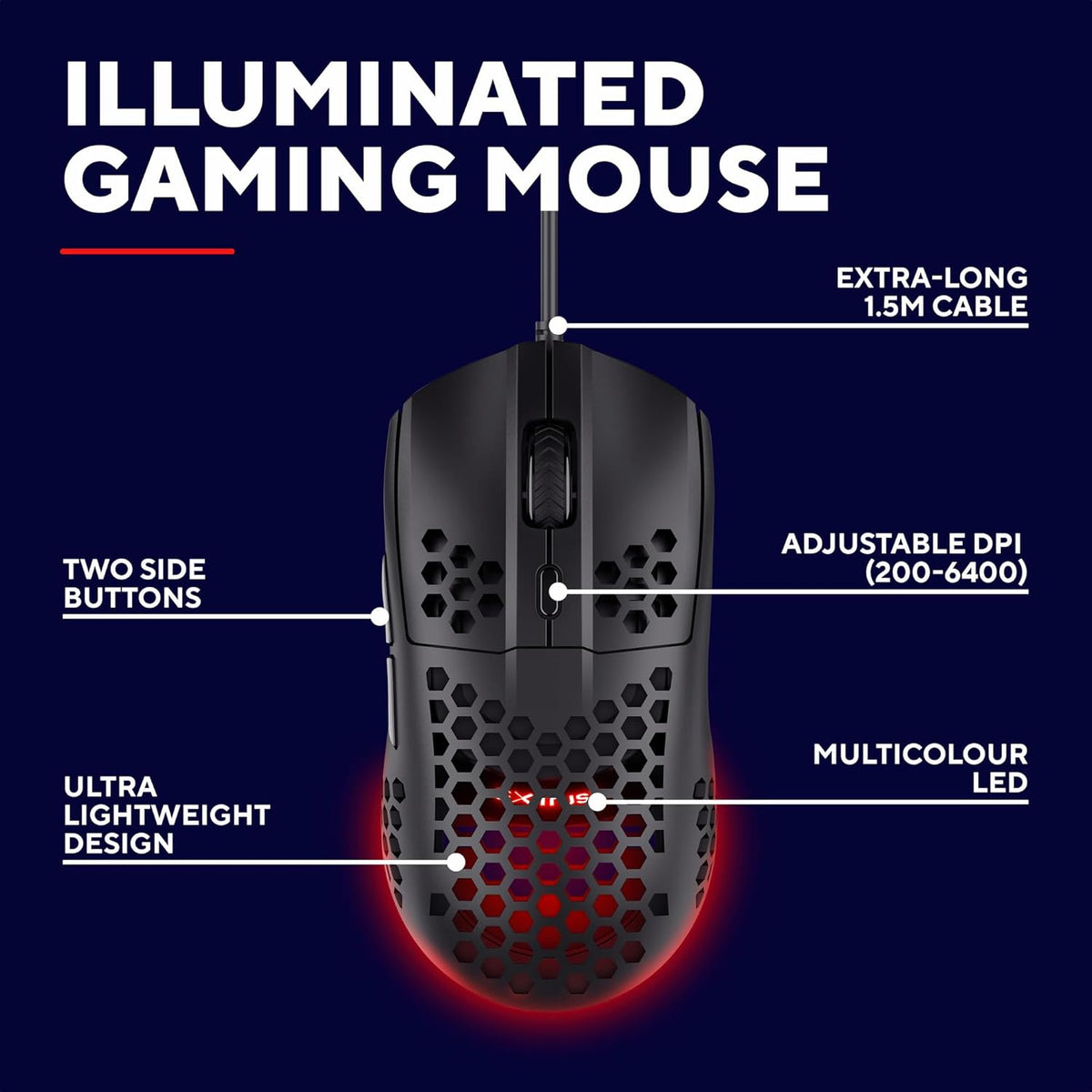 GXTrust Helox USB Gaming Mouse Superlight 65g, Black