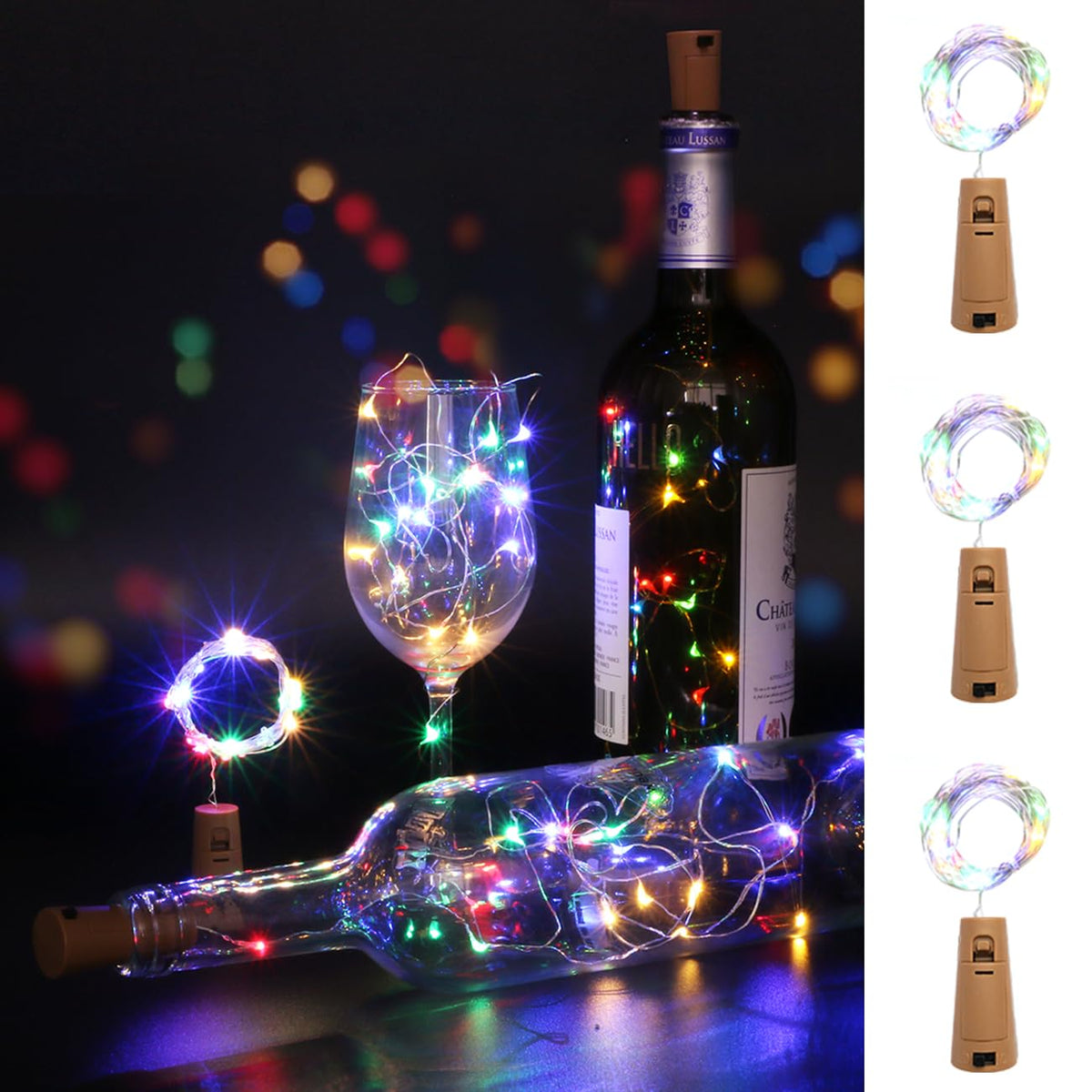 Kolpop 6 Pack Bottle Lights Battery Operated, Warm White Bottles Top Light