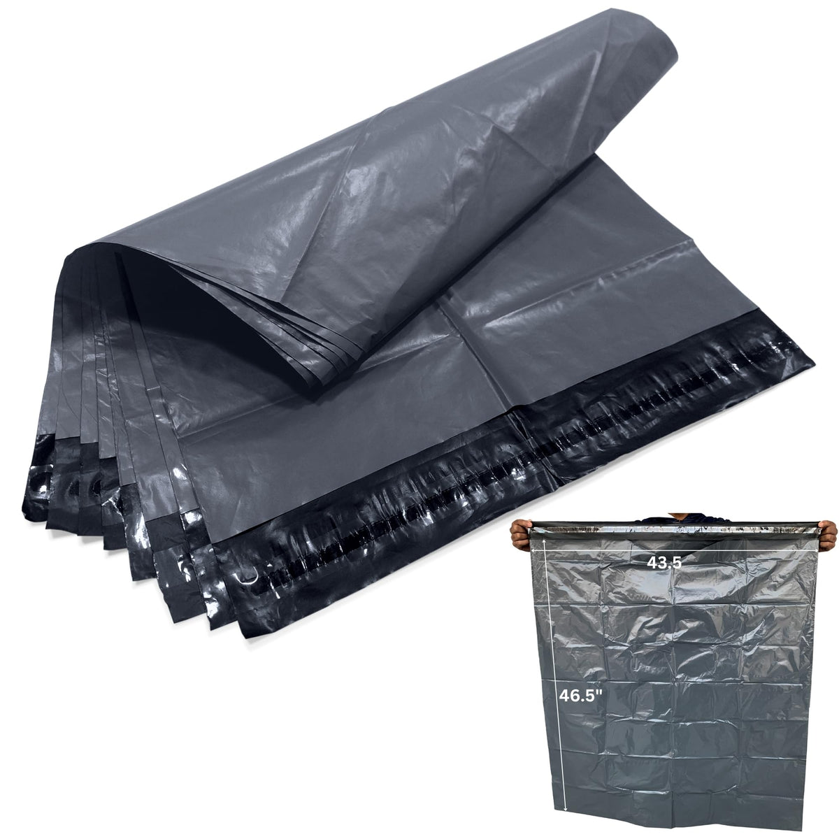 JeeJaan® 200 Small Grey Parcel Bags 4" x 6" (102 x 152mm) Strong Poly Mailer Small Postage Mailing Bags Courier Shipping Postal Bags - Posting Packing Envelopes