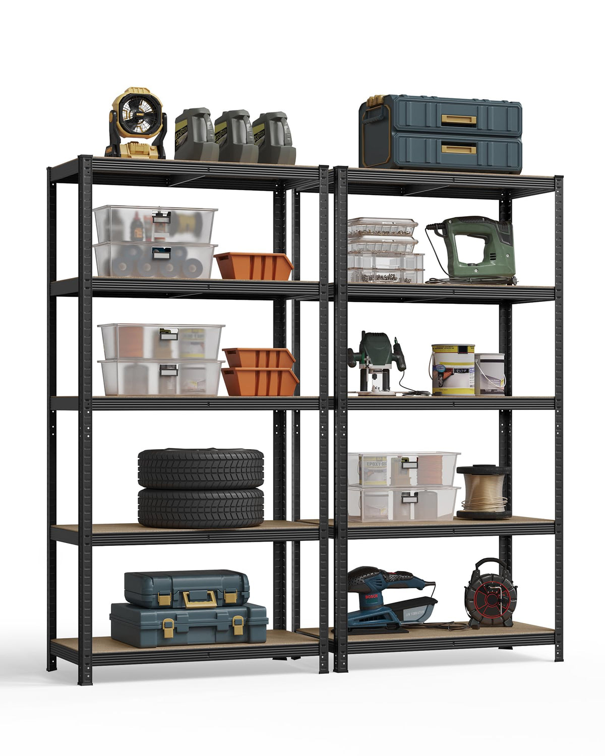 SONGMICS 5-Tier Heavy-Duty Shelving Units, Set of 2, Boltless Assembly