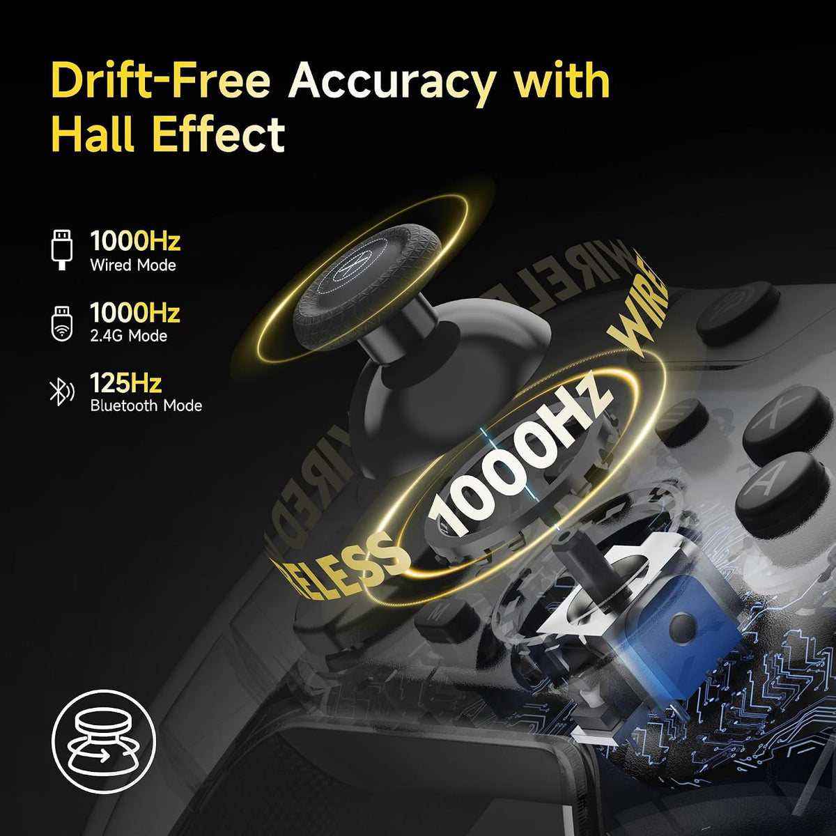 EasySMX X05 Pro Wireless Controller for PC Ergonomic Skin-Like Grip, Quiet-Touch Low-Noise Buttons, Dual Triggers, Hall Joysticks, 2 Programmable Buttons, RGB, 1000mAh Battery