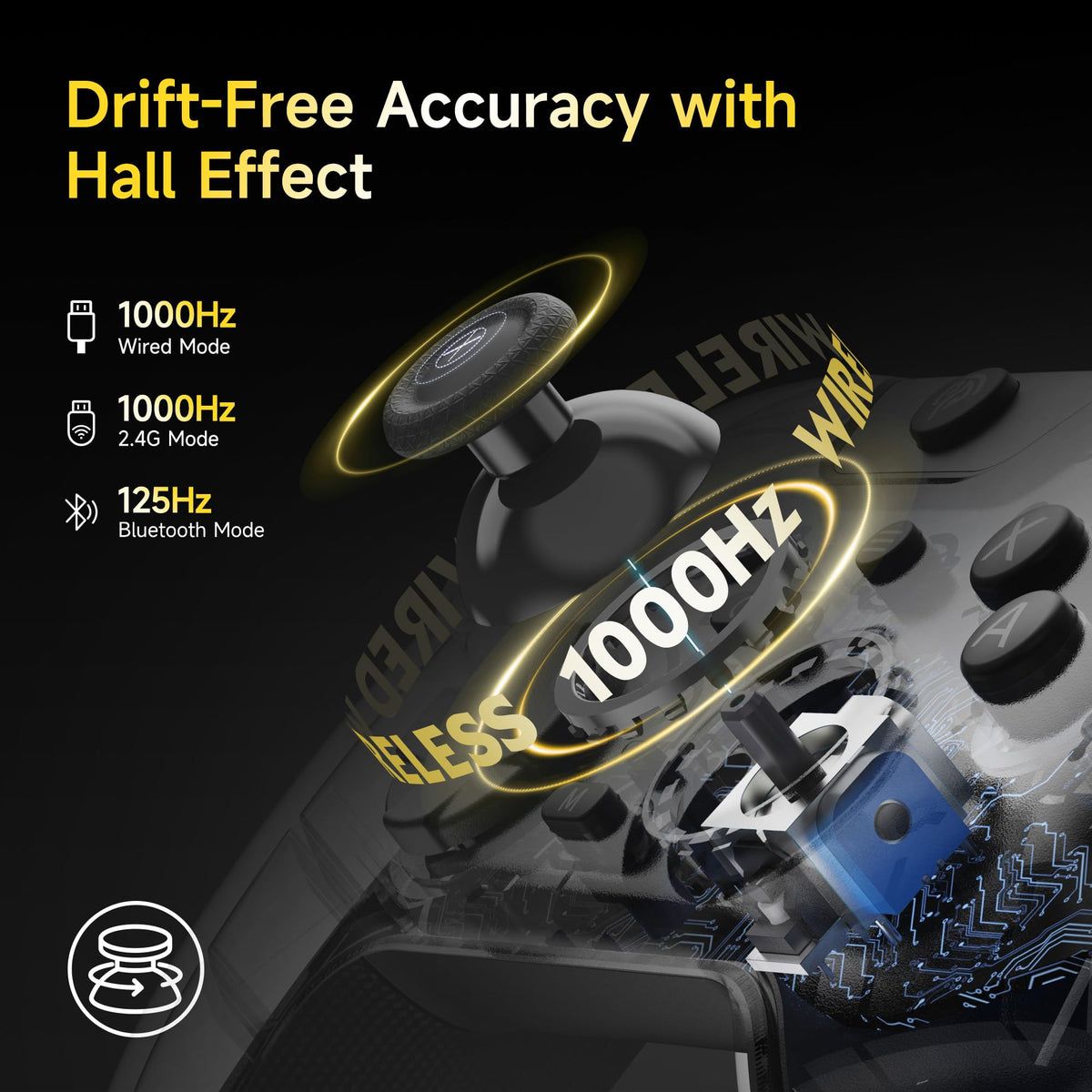 EasySMX X05 Pro Wireless Controller for PC Ergonomic Skin-Like Grip, Quiet-Touch Low-Noise Buttons, Dual Triggers, Hall Joysticks, 2 Programmable Buttons, RGB, 1000mAh Battery
