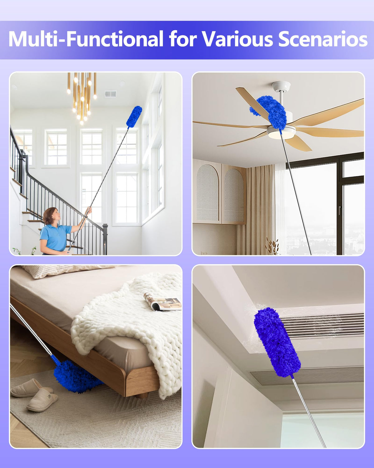 Fogray 2026 Upgraded 240cm Extendable Feather Duster with Soft Silicone Cap
