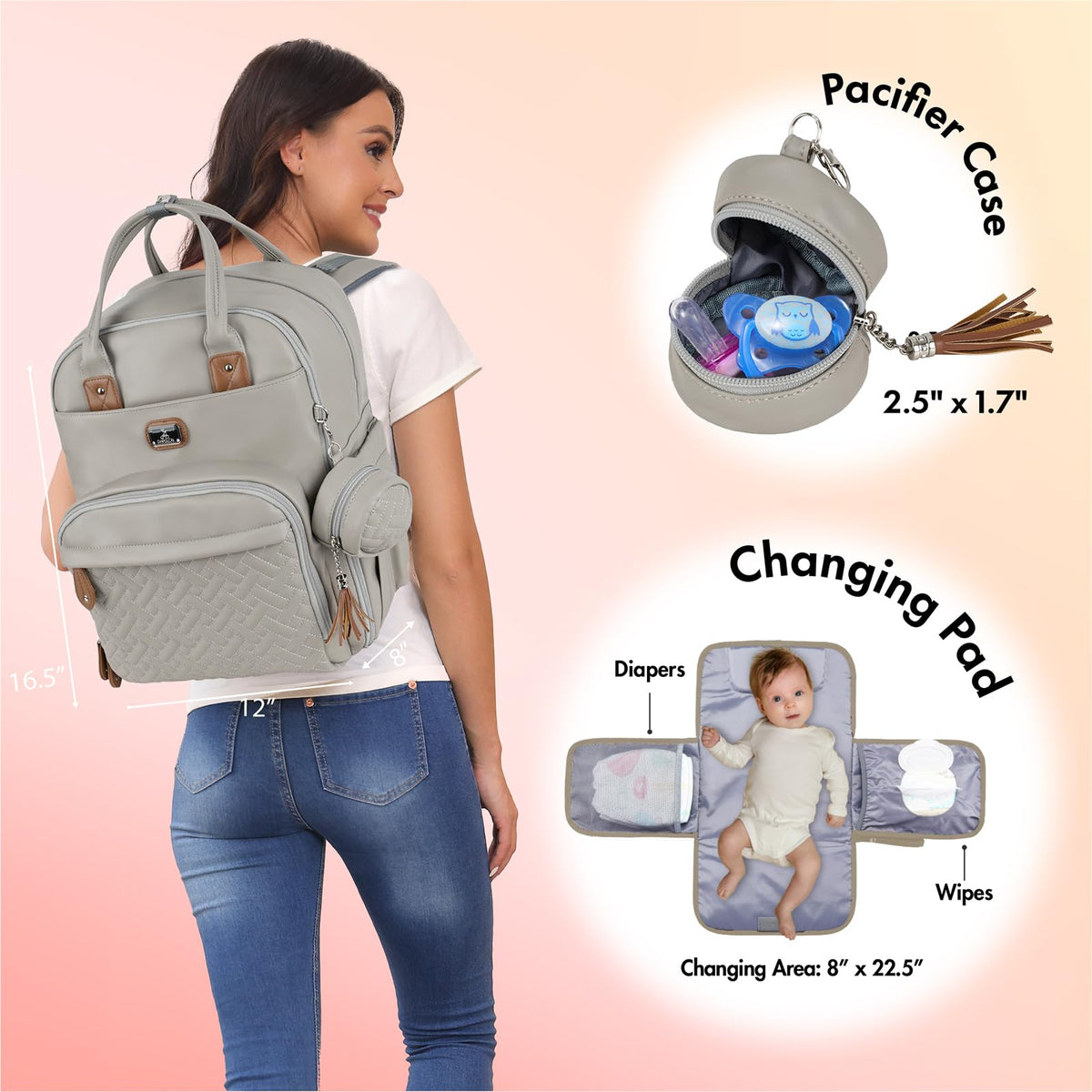 Dikaslon Baby Changing Bags Backpack, Large Baby Bag, 19 Pockets, Outdoors