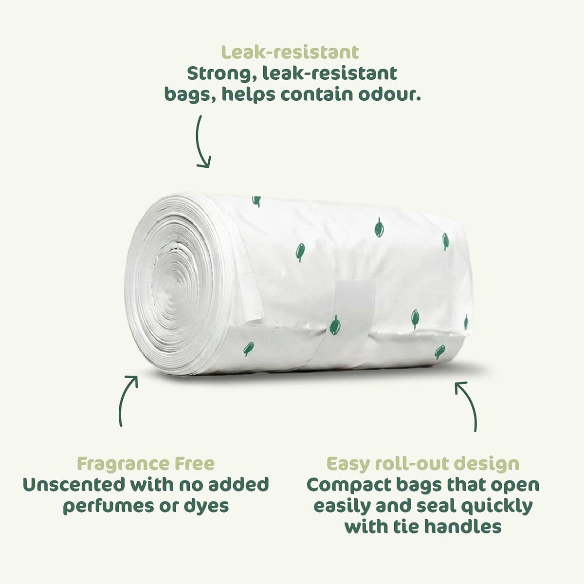 Naty compostable nappy bags with easy tie handles, 50 count