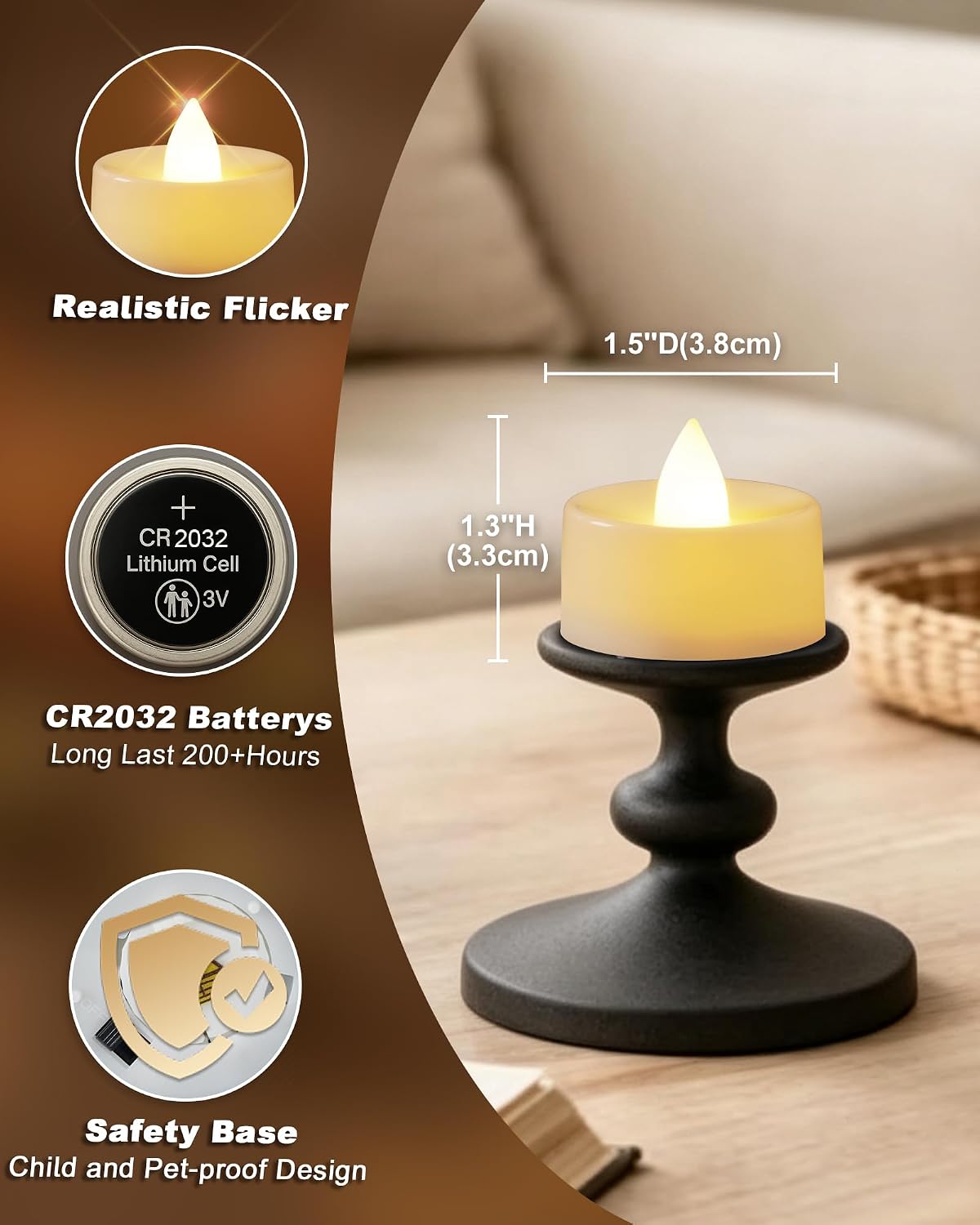 Homemory Led Battery Operated Tea Lights, Fake Electric Flickering Candles