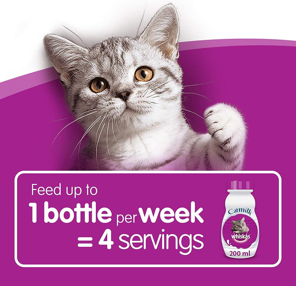 Whiskas Cat Milk 15 x 200 ml bottles, Complementary Cat Food for Kittens over aged 6 weeks