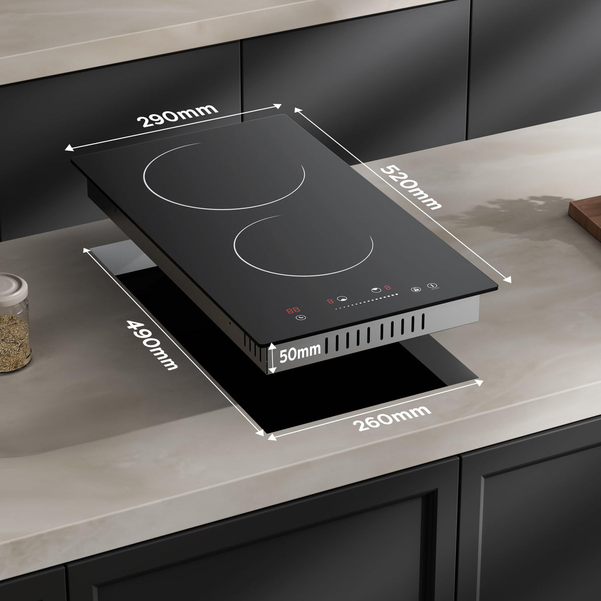 CDV 30cm Ceramic Hob 2 Rings 3200W Dual Ring Built-in Hardwired CDVER322