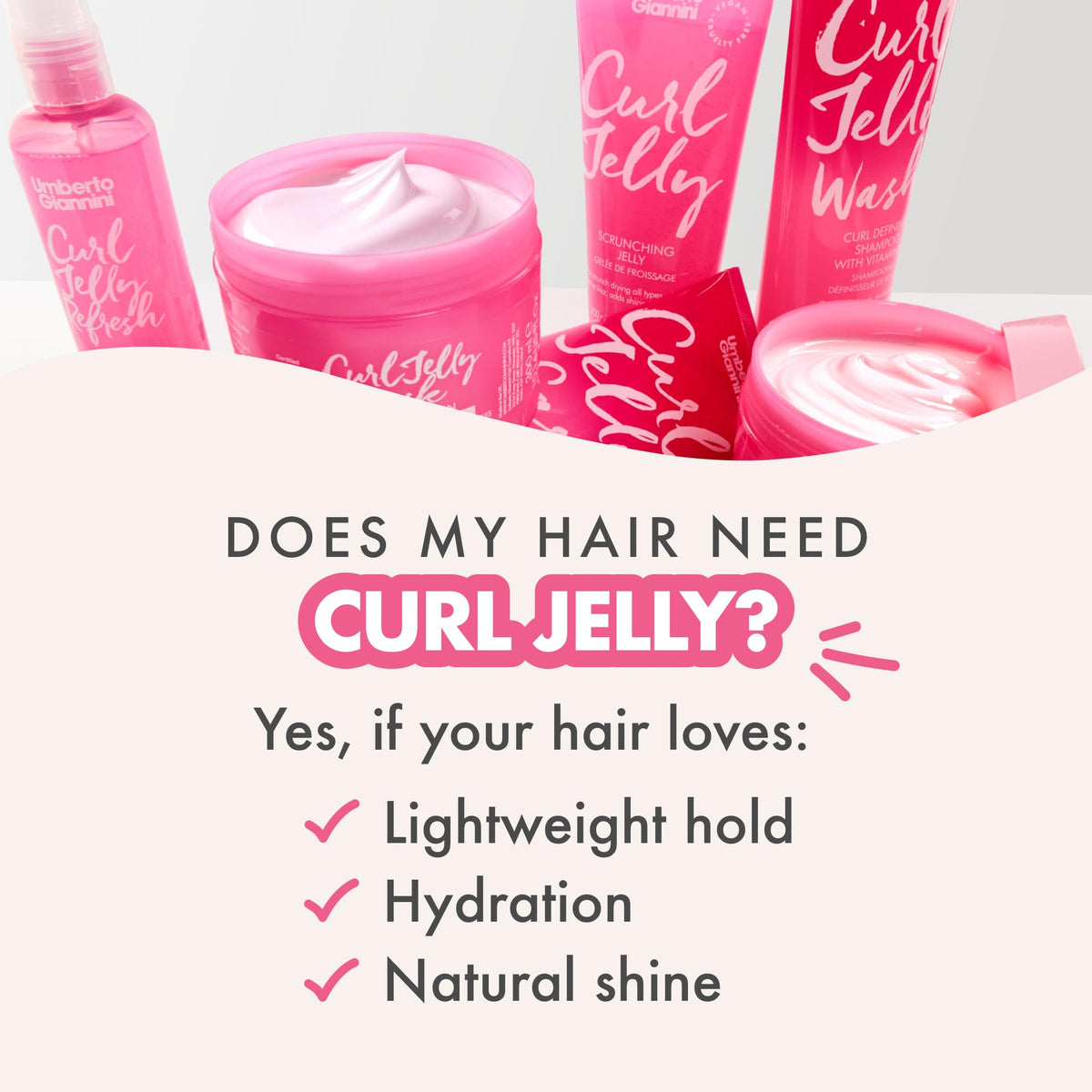 Umberto Giannini Curl Jelly Scrunching Jelly & Creme De Curl Control Cream Duo for Curly or Wavy Hair, Vegan & Cruelty Free, 2 Pack