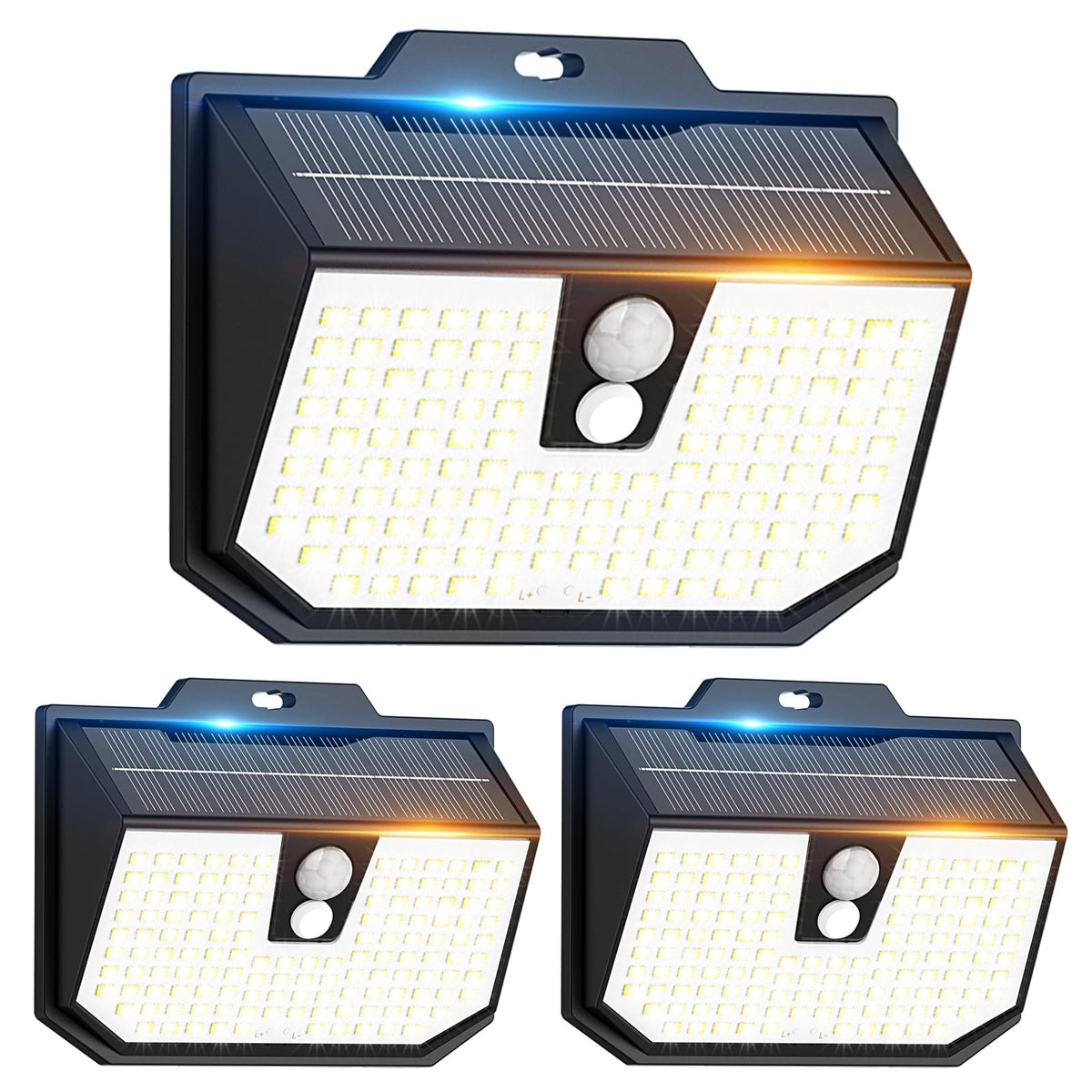 132LED Solar Security Lights,3000K Wall Lights IP65 Waterproof