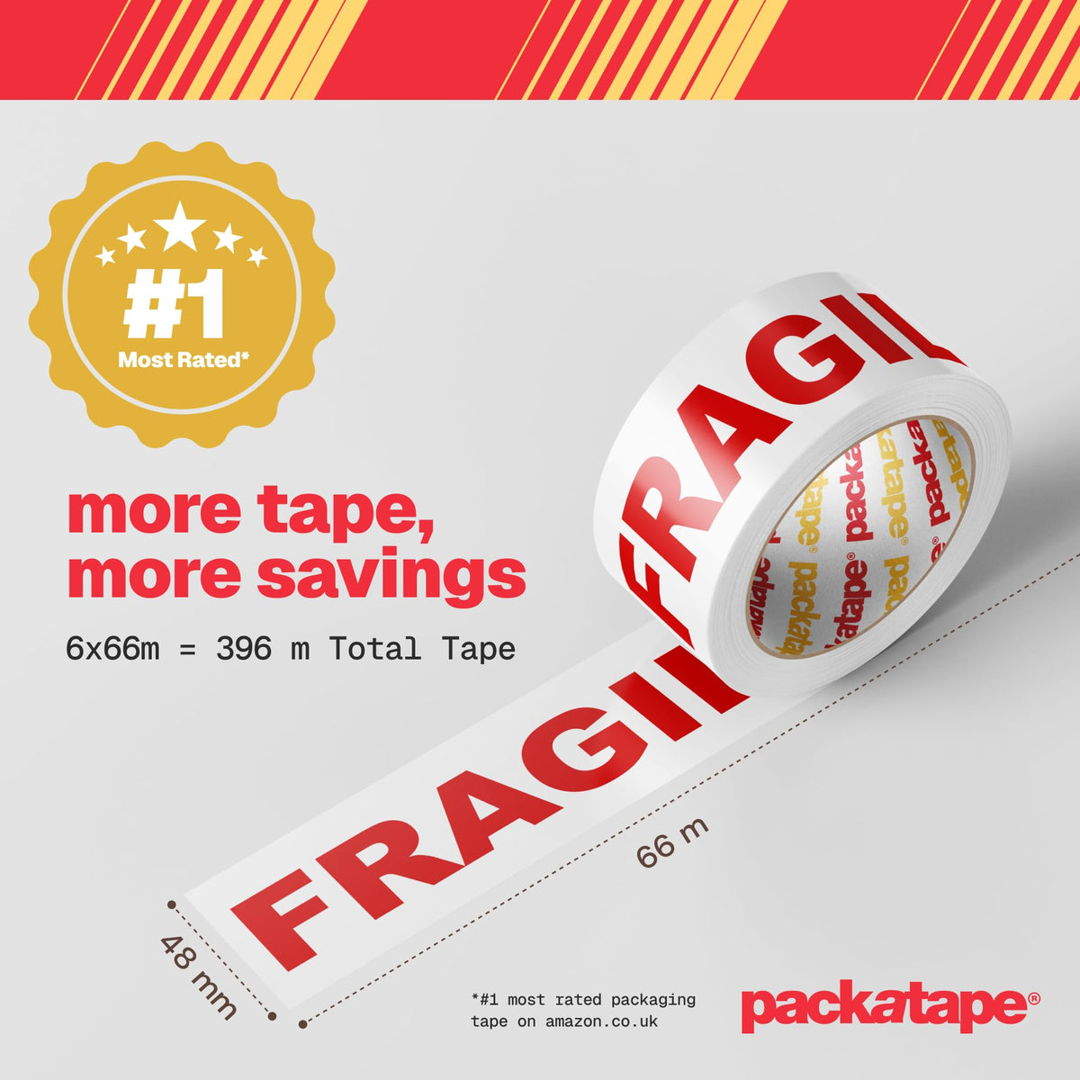 Packatape - 6 Rolls Per Pack 48MM x 66M Brown Packaging Tape for Parcels and Boxes. This 6 rolls pack of Heavy Duty Brown Packing Tape Provides a Strong, Secure and Sticky Seal for your Boxes