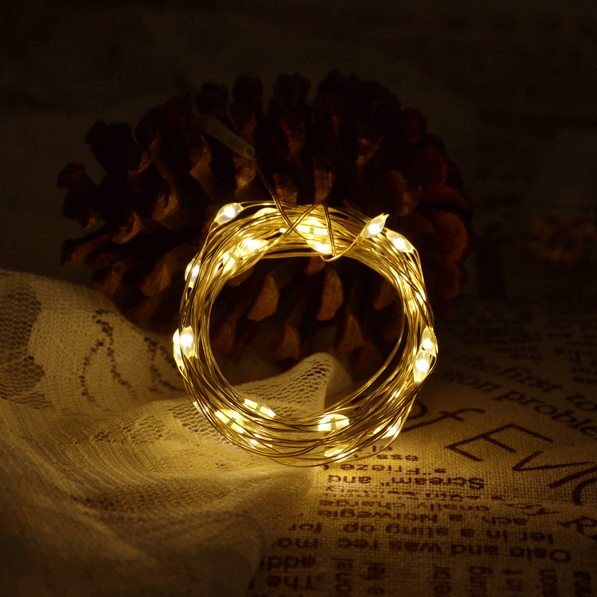 Dalugo Orange Fairy Lights, 3M/10ft Amber Fairy Lights, 30 LED Halloween Battery Lights for Autumn Halloween Christmas Decorations, Fireplace, Home Decor