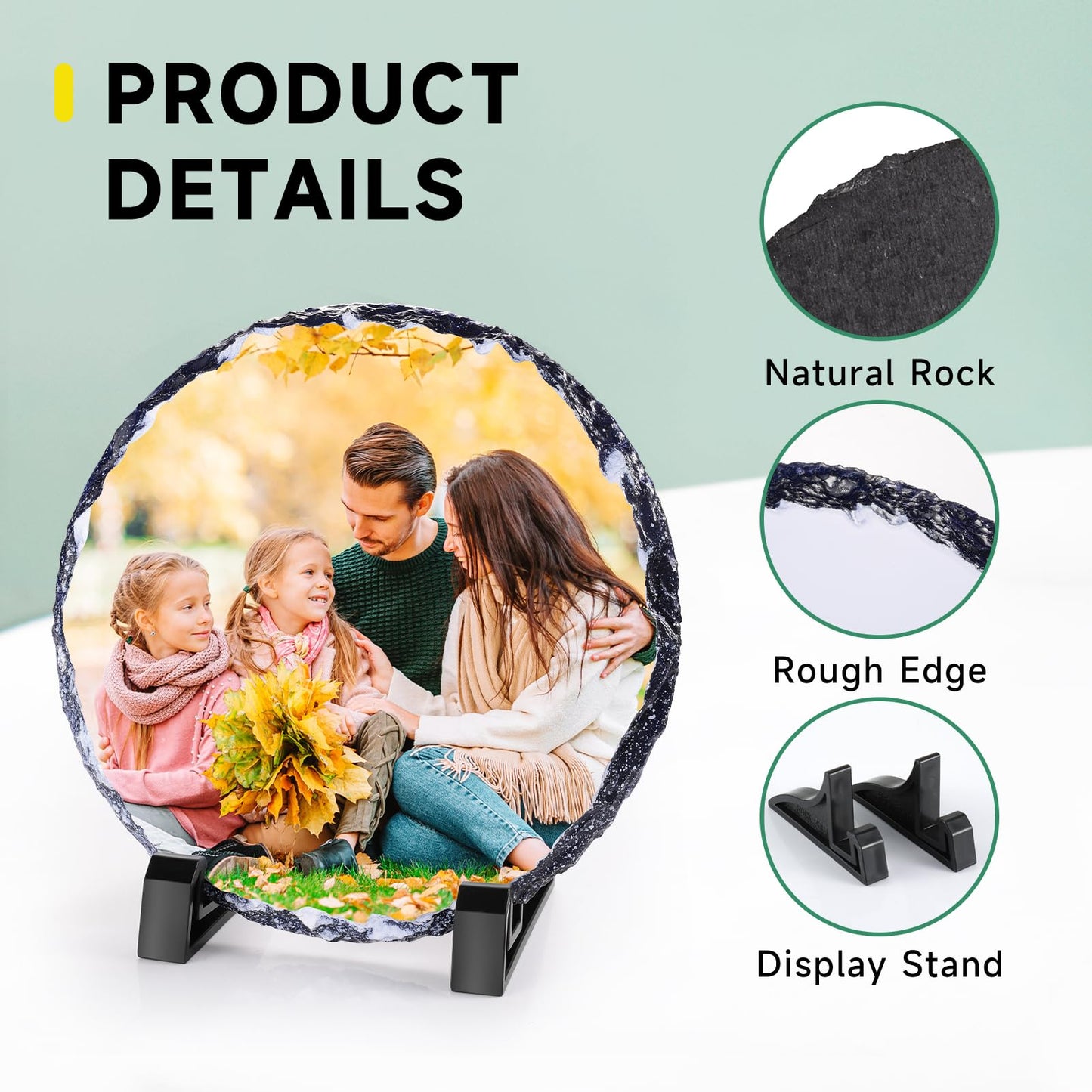 Personalised Memorial Plaque, Custom Rock Slate Frame with Photo Text, Customised Memorial Gifts for Loss of Loved One, Cemetery Decorations for Grave