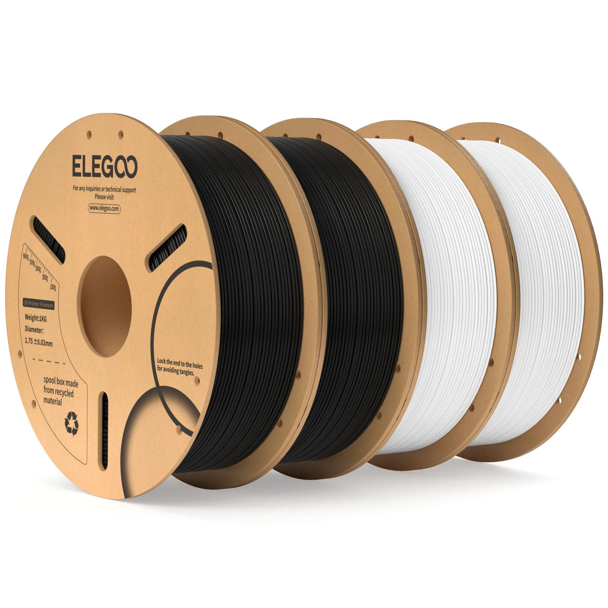 ELEGOO PLA Filament 1.75mm Black 1KG, 3D Filament Dimensional Accuracy +/- 0.02mm, 1kg Cardboard Spool(2.2lbs) 3D Printing Filament Fits for Most FDM 3D Printers
