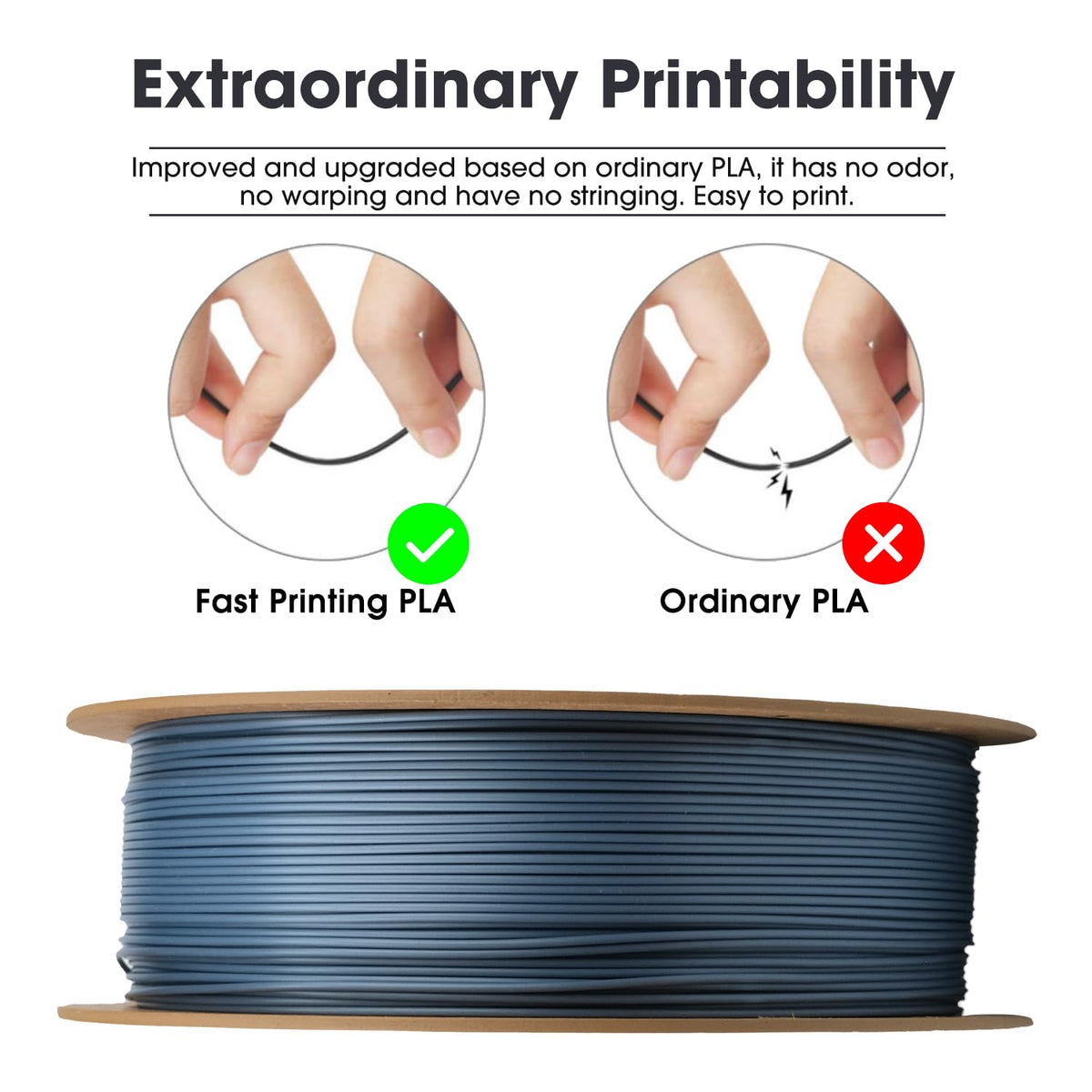 eSUN PLA Filament 1.75mm, PLA Basic Dimensional Accuracy +/- 0.05mm, 1KG Spool (2.2 LBS) Speedy Filament for 3D Printers,Black
