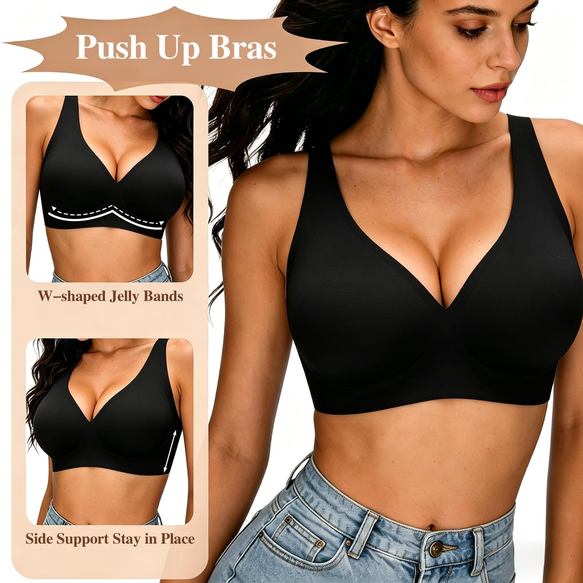 Seamless Jelly Bra,Full Cup Leopard Print Bra Comfort Sleep Jelly Push Up Bra Seamless No Under Wireless Bras for Women UK Everyday T Shirt Bras