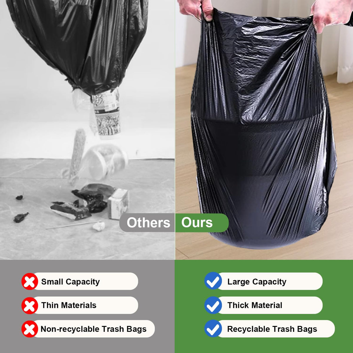 KITBEST 10L Biodegradable Bin Liners 120 Count Food Waste Trash Bags Small