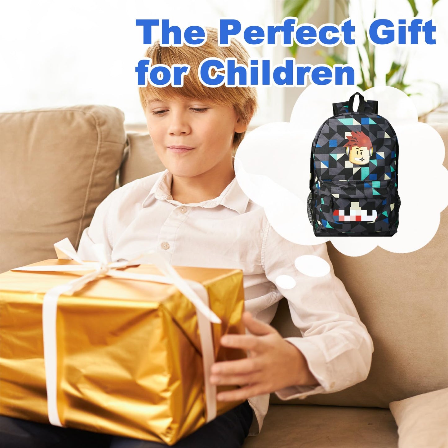 yumcute De-mn Backpack Kids, Teen Game School Bags, Children Primary Schoolbag, Children's School Backpack, 17 Inch Large Capacity Travel Rucksack Waterproof Boys Girls Book Bags for Aged 3-12 Years