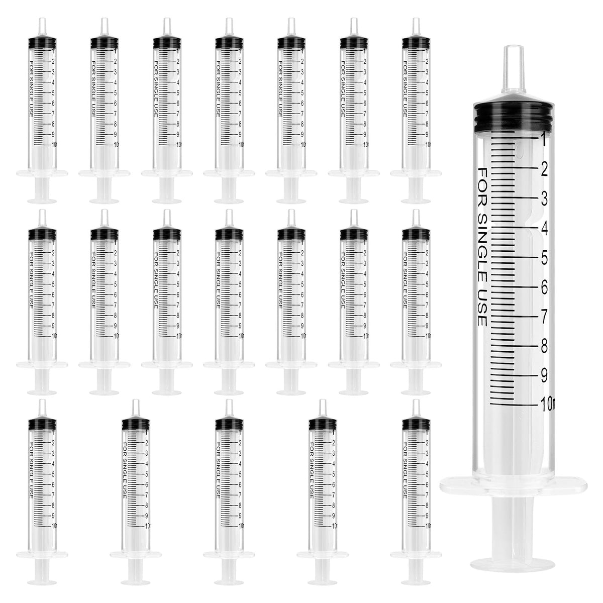OFFCUP Plastic Syringes, 8pcs No Needle Syringe, 10ml Liquid Measuring Syringe with Luer Slip Tip for Refilling and Measuring Liquids, Scientific Labs Experiment, Feeding Pets (No Needle)