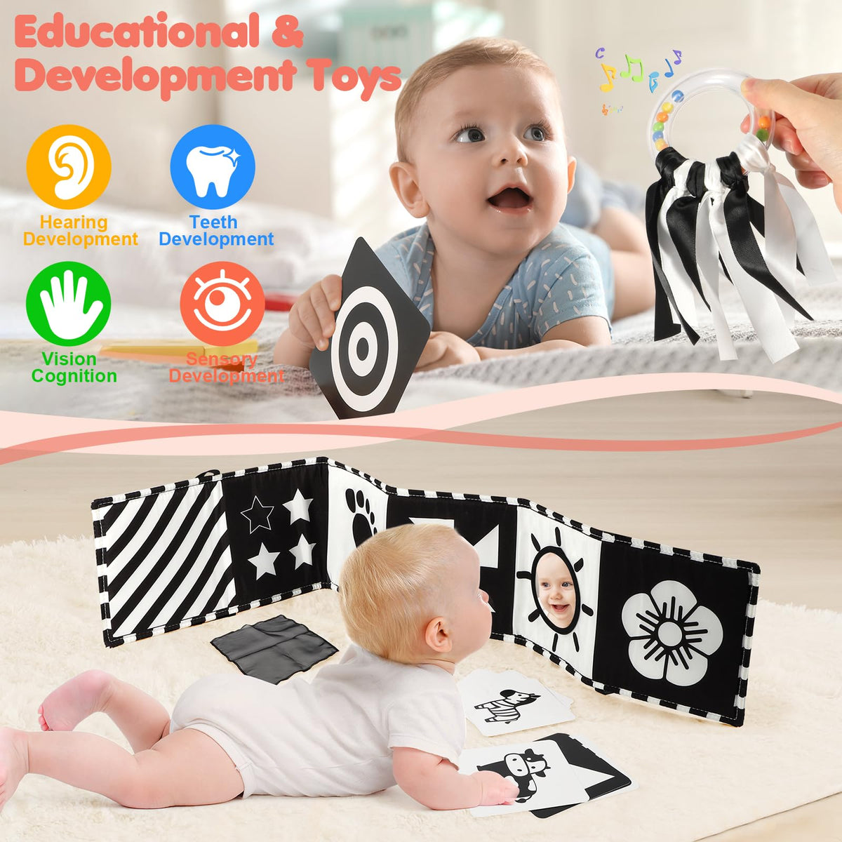 URMYWO Baby Toys, Black and White Sensory Toys Brain Development