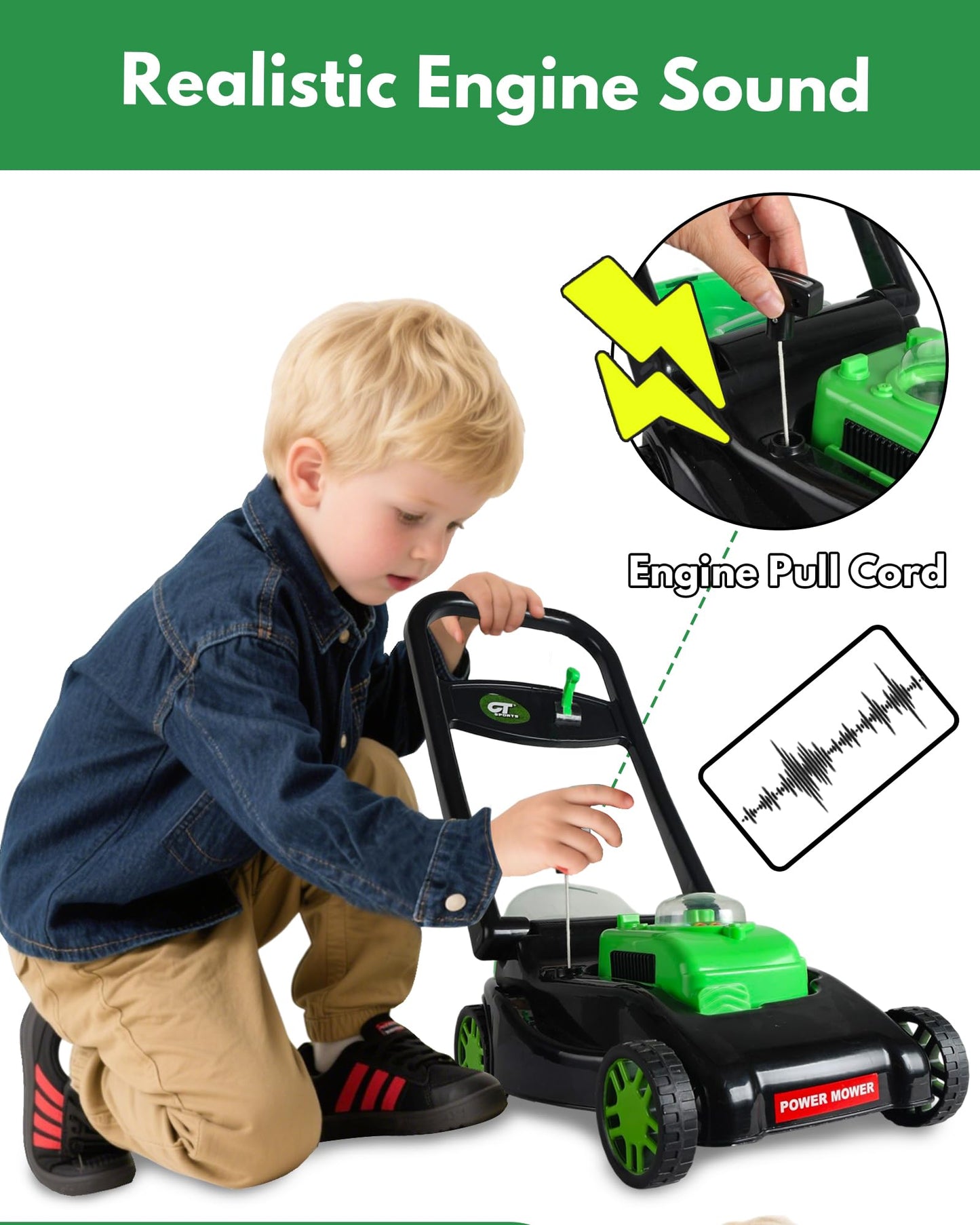 Kids Lawn Mower with Realistic Grass-Cutting Action and Sounds – No Batteries Required | Fun Outdoor Push Toy, Birthday Gift & Holiday Present for 3, 4, 5, 6, 7, 8 Year Old Boys and Girls