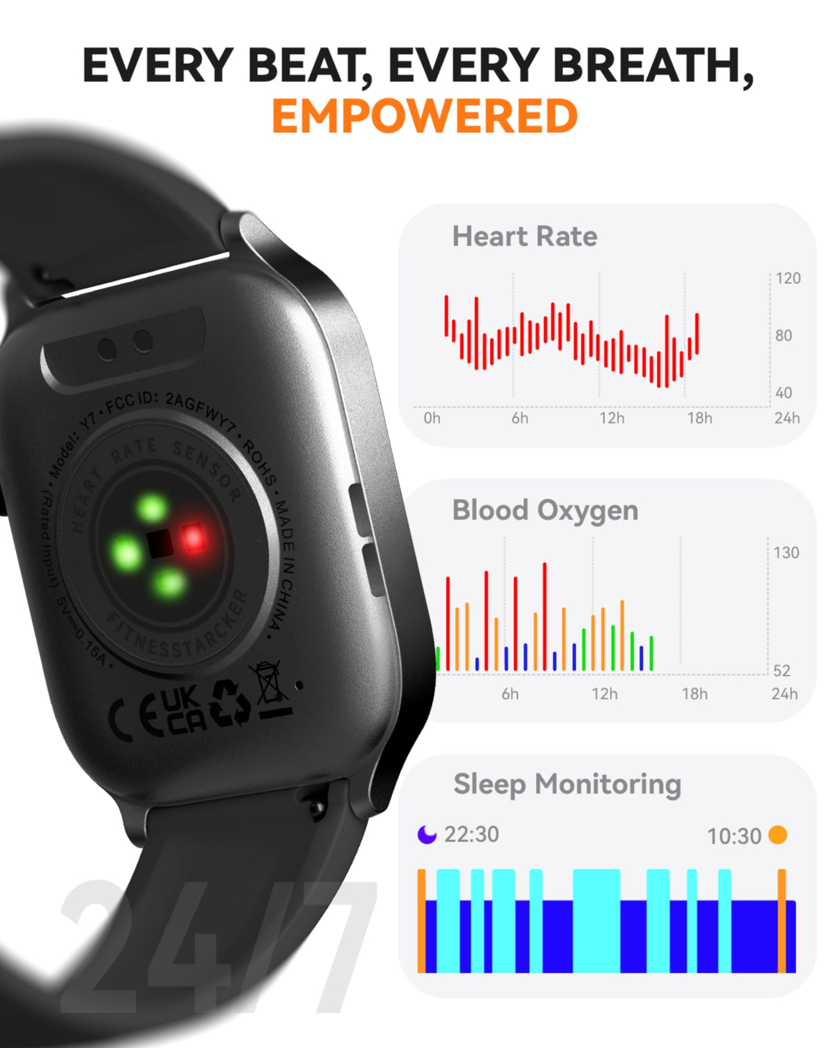 Smart Watch for Men Women- Answer/Make Call, 2024 IP68 Waterproof Fitness Tracker Watch with Sleep Step Counter Activity Smartwatch for Samsung Android iPhone iOS (Black-Blue, 1.83)