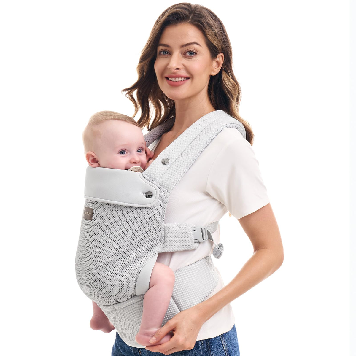 Momcozy Baby Carrier for 3-24M/3.2-20kg, Waist 64-127cm, Cotton Khaki