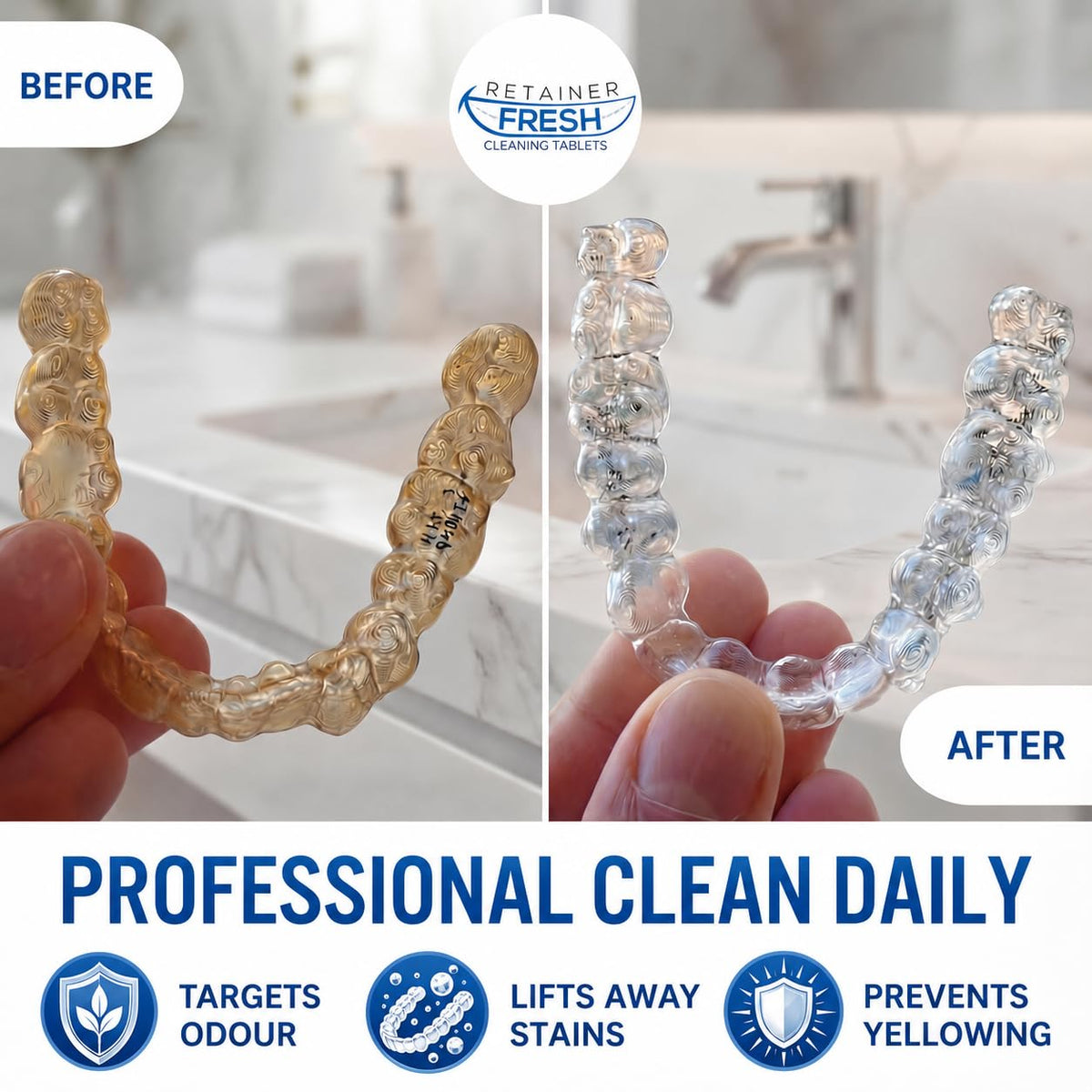 Retainer Fresh Retainer Cleaner Tablets 120 Tablets 4 Month Denture Cleaner