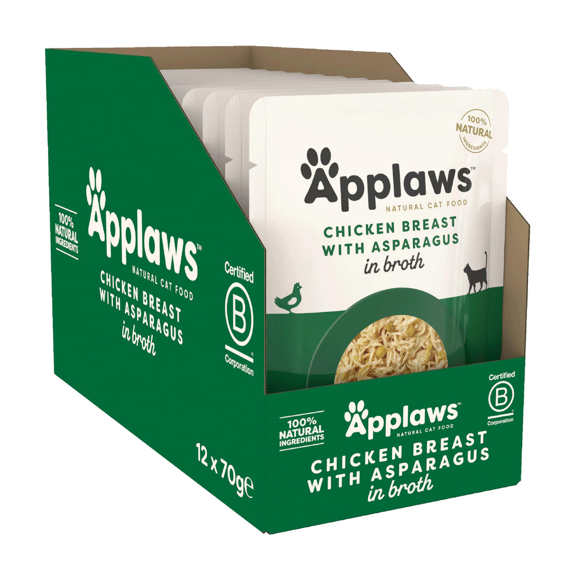 Applaws 100% Natural Wet Cat Food, Pouch Multipack Fish Selection in Broth, 70 g (24 x 70g) Pouches