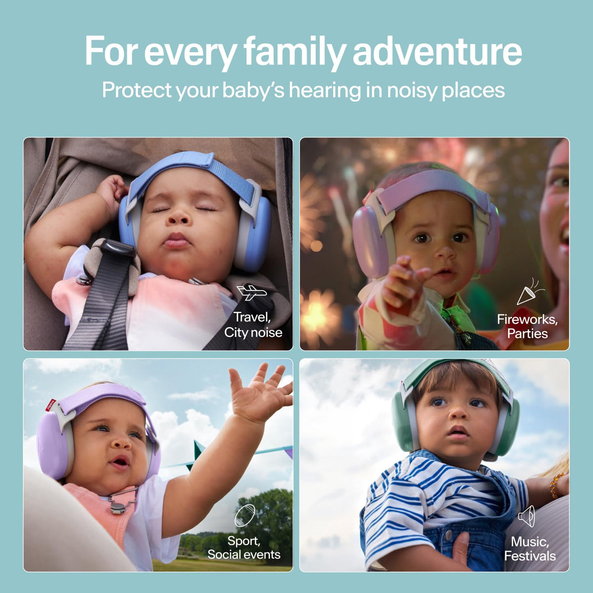 Alpine Muffy Baby Comfort Ear Defenders, Adjustable up to 48 months, Green