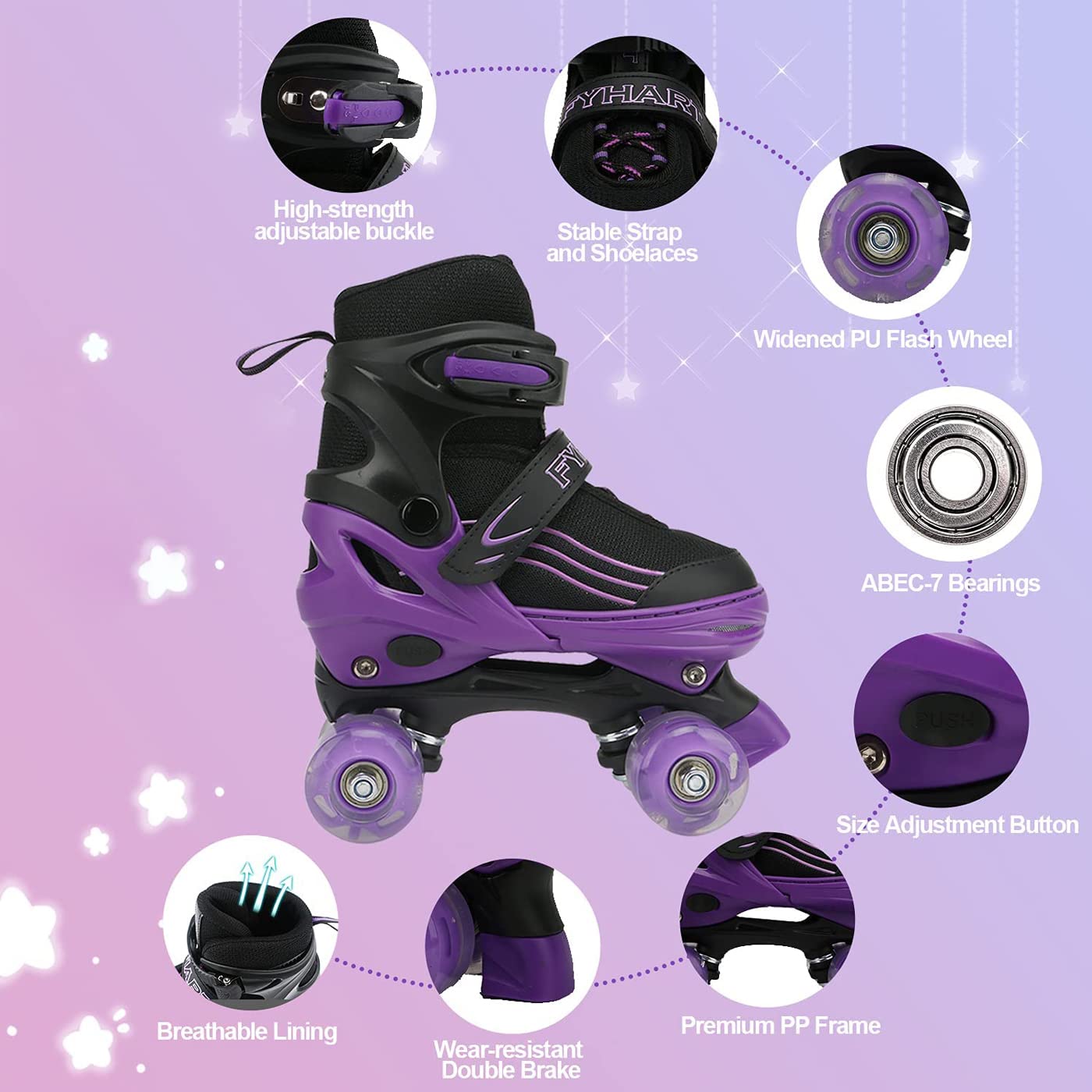 Kids Roller Skates for Girls Boys Adjustable Roller Skates with Light Up Wheels, Fun Illuminating for Girls Boys, Suitable for Both Indoor and Outdoor Use