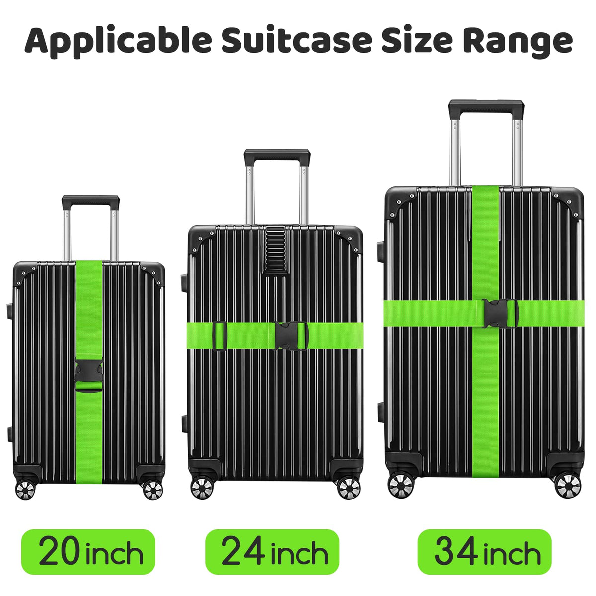 WISYOK Luggage Straps Extended, 4 Pack, 130-250cm Adjustable, Blue Orange