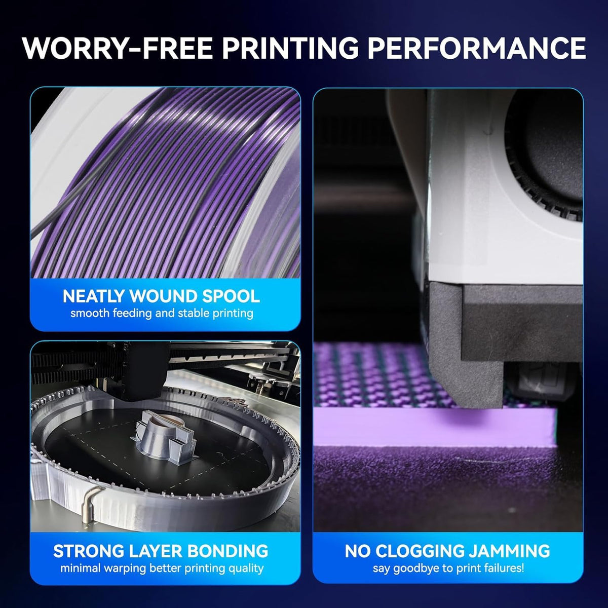 JAYO PLA+ 3D Printing Filament 1.75 mm, 1.1KG (2.4lbs) Spool Black