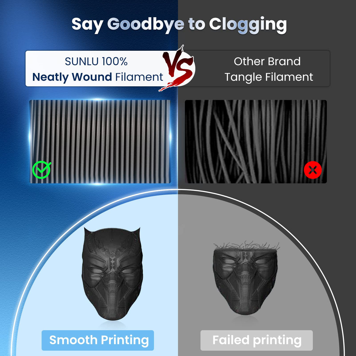 SUNLU PLA+ 3D Printer Filament, Tougher PLA Plus Filament 1.75mm, 1KG Black