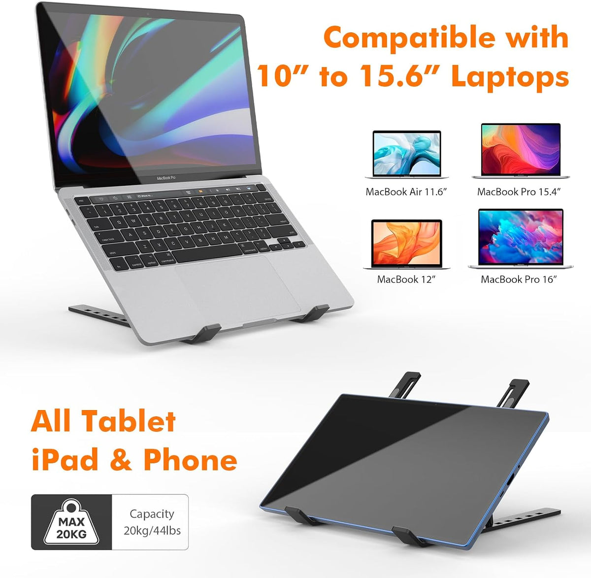 GRIFEMA Laptop Stand for Desk, Aluminum Laptop Riser 7-Angle Adjustable