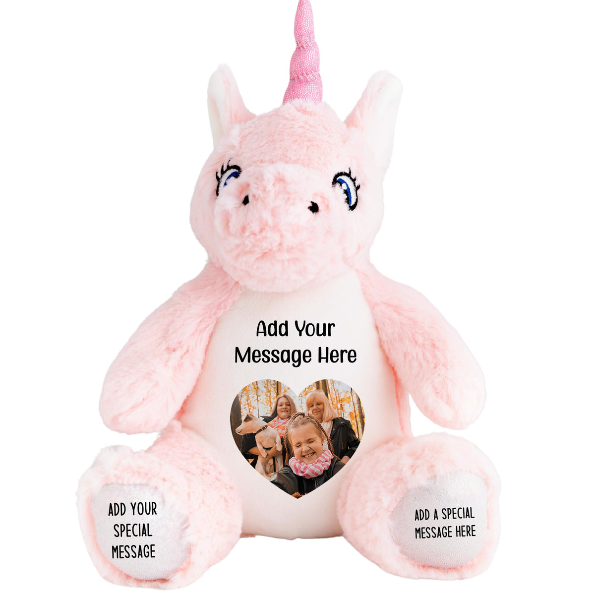 Personalised Photo Teddy Bear – Add Photo on Front & Text on Feet | 28 Styles | Custom Keepsake Gift for Baby, Sympathy, Birthday & More (Brown Giraffe Teddy Bear)