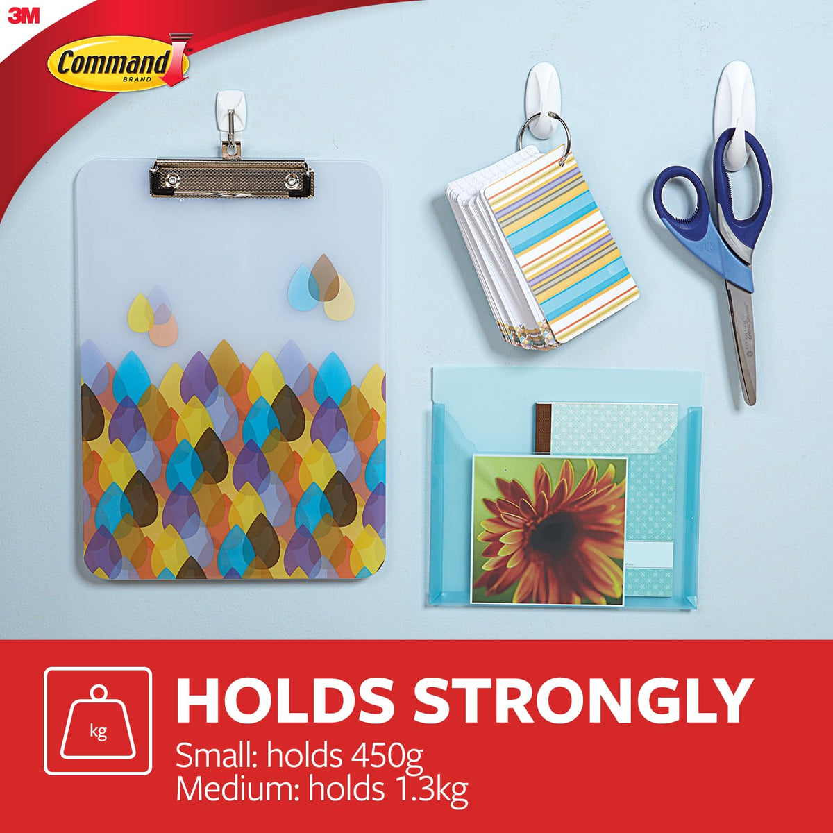 Command Broom Grippers, White, 2 Hooks and 6 Adhesive Strips
