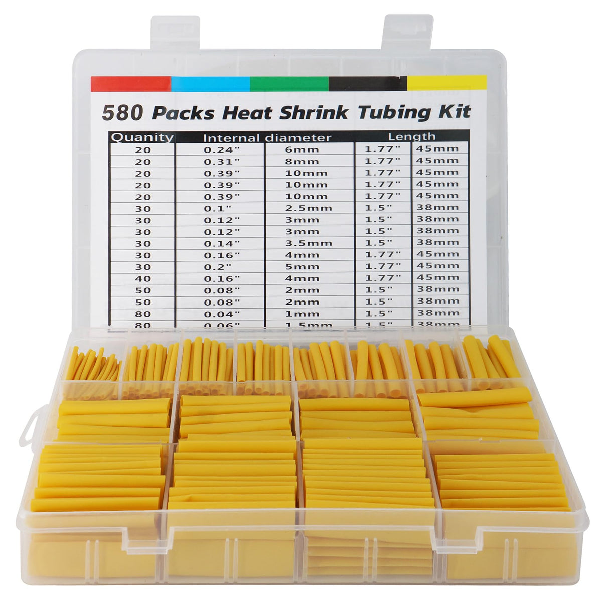 ASHINER Clear Heat Shrink Tubing Kit - 580Pcs EVA Material in 11 Sizes - Ideal for Electrical Insulation, Repairs, and Wire Connectors with User-Friendly Design and Storage Case