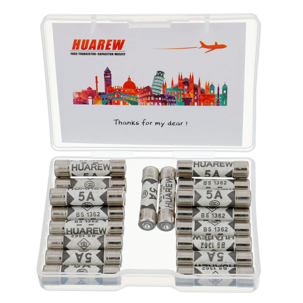 5 Values 100 Pcs 6.3x25 mm BS1362 1 3 5 10 13 A amp 240 V volt 0.248x0.984 Inch Ceramic Tube Fuses Assortment Kit