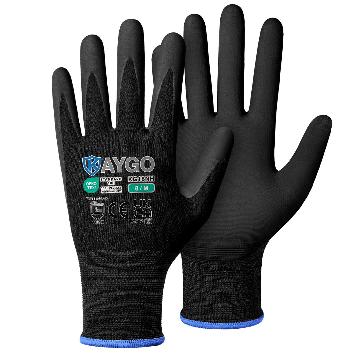 KAYGO Safety Work Gloves MicroFoam Nitrile Coated 12 Pairs, KG18NB