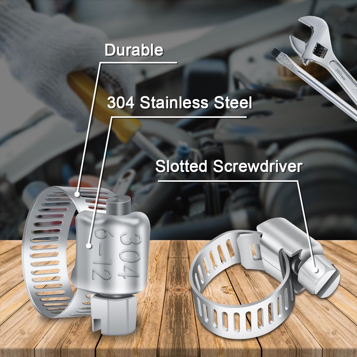 Hose Clips 141-165mm, 4 Pcs Hose Pipe Clips Stainless Steel 304