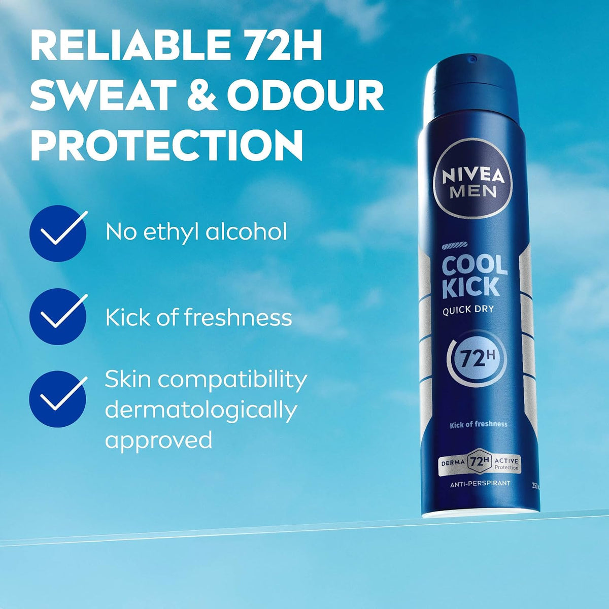 NIVEA MEN Cool Kick Antiperspirant Spray, 250 ml