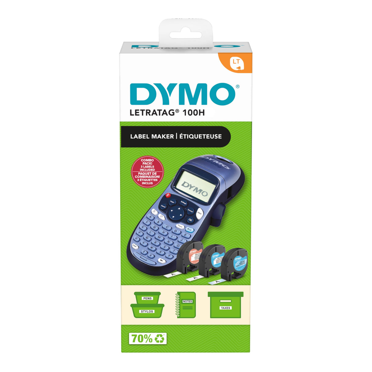 DYMO LetraTag LT-100H Handheld Label Maker | ABC Keyboard Label Printer with Easy-to-Use13 Character LCD Screen | for Home or Office | Blue